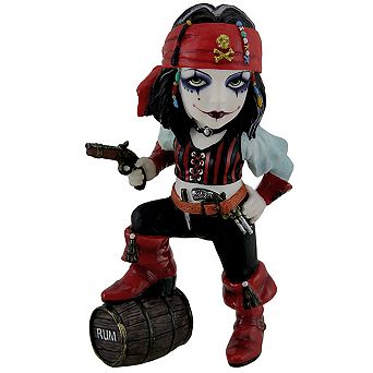 Cosplay Pirate Girl w/ Barrel of Rum Statue