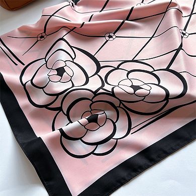 Oversized Women's Stripe Satin Square Scarf Fashionable Neck Hair Bag Accessory