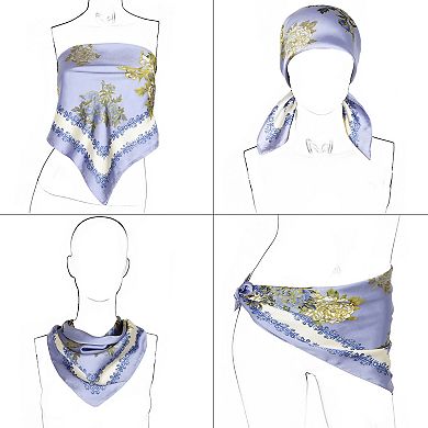 Oversized Women's Stripe Satin Square Scarf Fashionable Neck Hair Bag Accessory