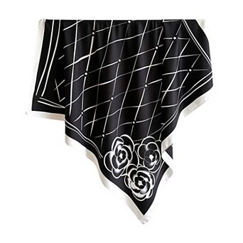 Oversized Women's Stripe Satin Square Scarf Fashionable Neck Hair Bag Accessory