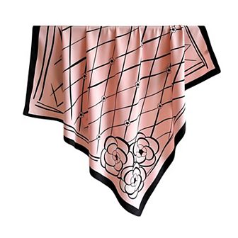 Oversized Women's Stripe Satin Square Scarf Fashionable Neck Hair Bag Accessory