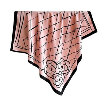 Oversized Women's Stripe Satin Square Scarf Fashionable Neck Hair Bag Accessory