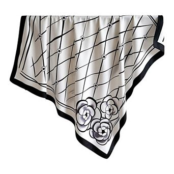 Oversized Women's Stripe Satin Square Scarf Fashionable Neck Hair Bag Accessory