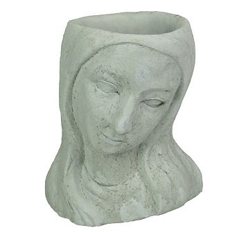 Long-Haired Maiden Cast Polyresin Head Planter Pot 8 in High