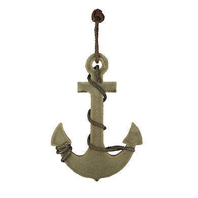 Coastal Brown Ship's Anchor Nautical Wall Hanging Rope Accents 18.25 Inches High