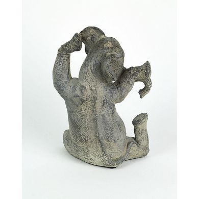 Amazingly Limber Elephant Yoga Seated Pose Tabletop Statue 9 Inches High