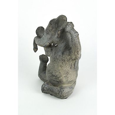 Amazingly Limber Elephant Yoga Seated Pose Tabletop Statue 9 Inches High