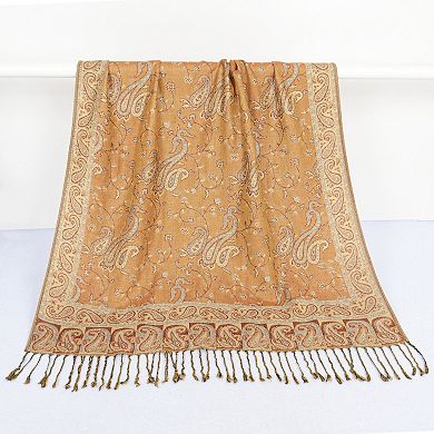Autumn Winter Vintage Faux Cashmere Tassel Shawl Wrap with Soft Breathable Weave