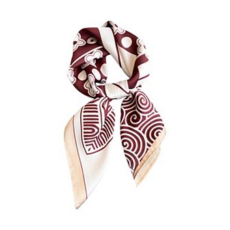 Women's Satin Square Scarf with Elegant Print Design for Neck and Hair Accessories
