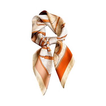 Women's Satin Square Scarf with Elegant Print Design for Neck and Hair Accessories