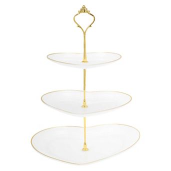 3-Layer Dessert Cupcake Stand, Heart-shaped Display Holder with Tiered Serving Tray for Pastries