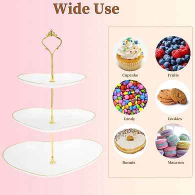 3-Layer Dessert Cupcake Stand, Heart-shaped Display Holder with Tiered Serving Tray for Pastries