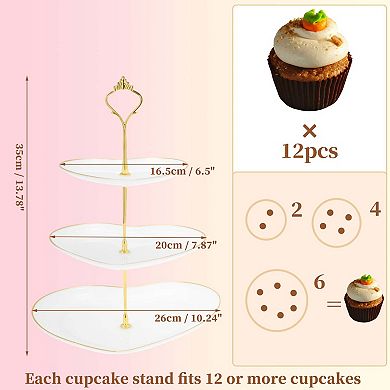 3-Layer Dessert Cupcake Stand, Heart-shaped Display Holder with Tiered Serving Tray for Pastries