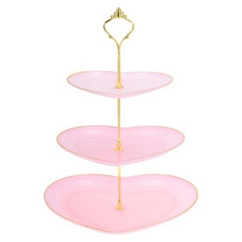 3-Layer Dessert Cupcake Stand, Heart-shaped Display Holder with Tiered Serving Tray for Pastries