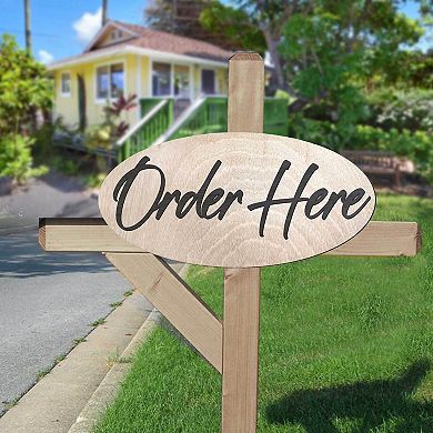 Order Here sign, Lightweight sign made from wood - 17"x8"