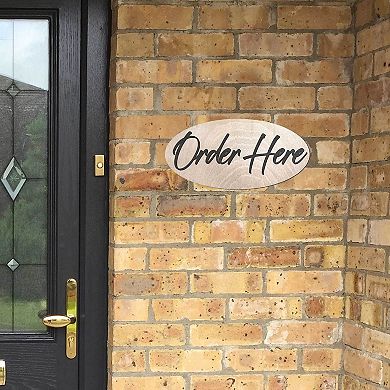 Order Here sign, Lightweight sign made from wood - 17"x8"