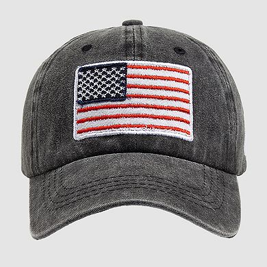 Unisex Vintage Baseball Cap with Flag Patch