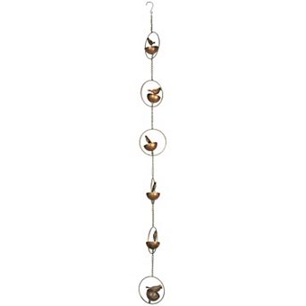 65 Inch Copper Bird Bowl Metal Rain Chain Decorative Patio Accent Garden Decor