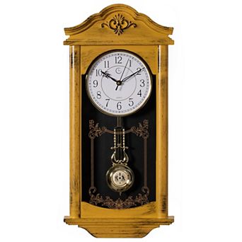 Clockswise 24" Decorative Grandfather-Style Wall Clock Vintage-Inspired Design Realistic Wood-Grain