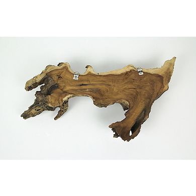 Carved Wood Humpback Whale Trio on Driftwood Base Wall Hanging