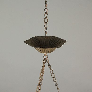 53 Inch Rust Metal Flower Rain Chain Bell Decorative Downspout Garden Decor