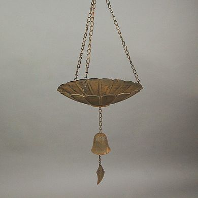 53 Inch Rust Metal Flower Rain Chain Bell Decorative Downspout Garden Decor
