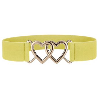 Women's Elastic Waist Belt with Gold Heart Buckle