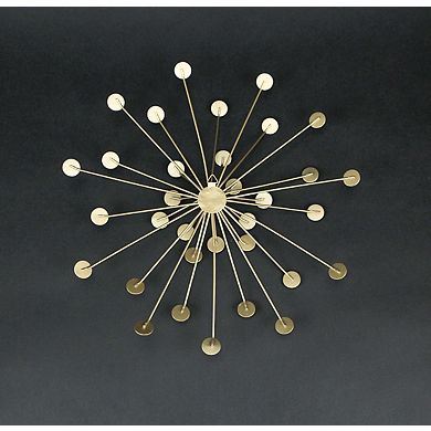 Jeweled Metal Sunburst Wall Mounted Hanging Sculpture Set of 3