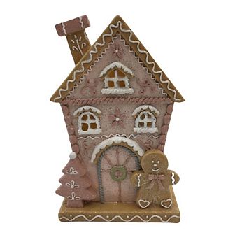 8.5" Light-Up Pastel Christmas Gingerbread House Whimsical Holiday Decor