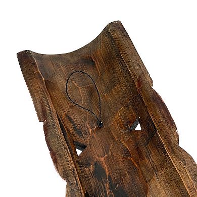 Set of 2 Triple-Faced Tiki Wall Sculptures Palm Tree, Sun & Sea Turtle Designs