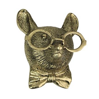 Gold Mouse Head Wall Hanging with Spectacles Quirky Cast Aluminum Wall Decor