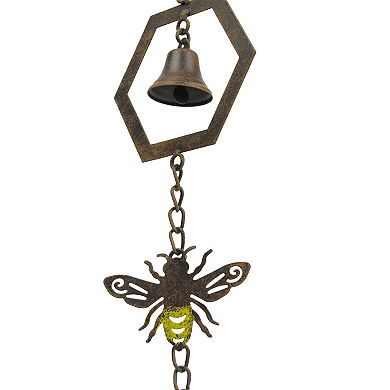 72 Inch Brown Metal Honey Bee Wind Chime Rain Chains Hanging Outdoor Decor