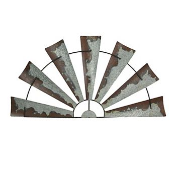 Large 48 inch Rustic Metal Half Moon Windmill Farmhouse Wall Sculpture Decor
