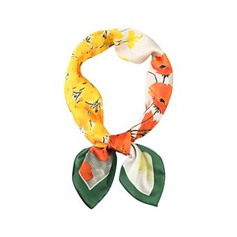 Women's Satin Square Scarf with Vibrant Artistic Prints and Versatile Styling