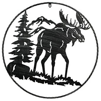 24 Inch Laser Cut Metal Moose Wall Art Rustic Silver Accent Cabin Lodge Decor