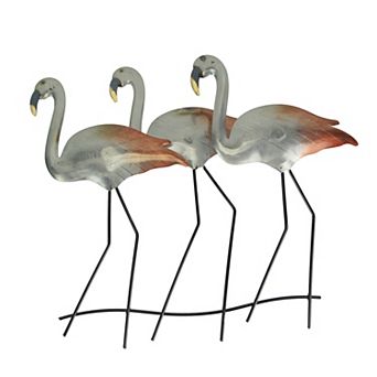 21 Inch Galvanized Metal Flamingo Wall Mounted Hanging Sculpture Home Decor Art