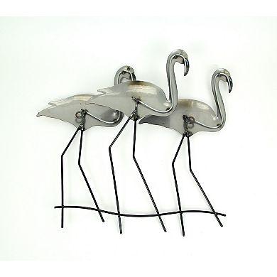 21 Inch Galvanized Metal Flamingo Wall Mounted Hanging Sculpture Home Decor Art