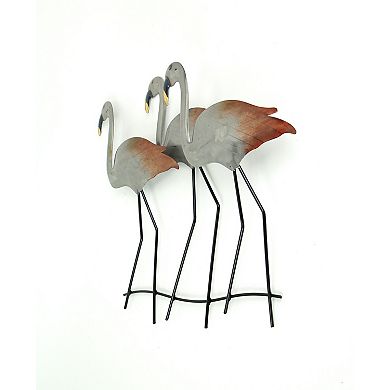 21 Inch Galvanized Metal Flamingo Wall Mounted Hanging Sculpture Home Decor Art