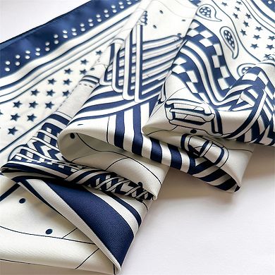 Women's Oversized Satin Square Scarf with Classic Patchwork Cashew Twill Pattern