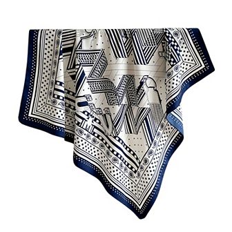 Women's Oversized Satin Square Scarf with Classic Patchwork Cashew Twill Pattern