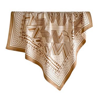 Women's Oversized Satin Square Scarf with Classic Patchwork Cashew Twill Pattern