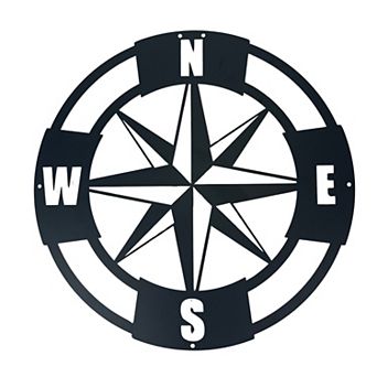 Intricate Metal Compass Rose Wall Art 15.5 Inch Diameter
