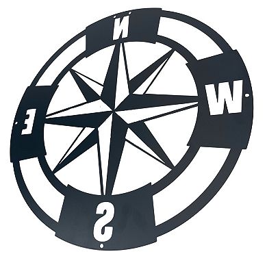 Intricate Metal Compass Rose Wall Art 15.5 Inch Diameter