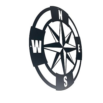 Intricate Metal Compass Rose Wall Art 15.5 Inch Diameter