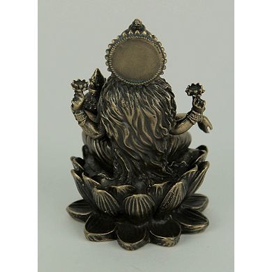Bronze Finish Lakshmi Hindu Goddess On Lotus Figurine