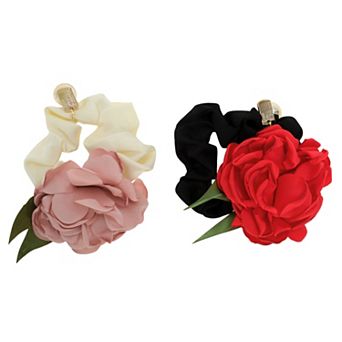 Cute Rose Pearl Hair Ties Hair Elastic Band Hair Accessory for Daily Use 2 pc