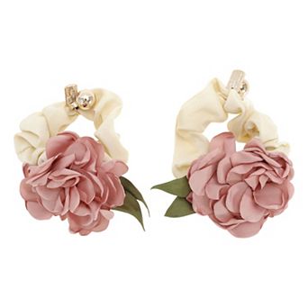 Cute Rose Pearl Hair Ties Hair Elastic Band Hair Accessory for Daily Use 2 pc