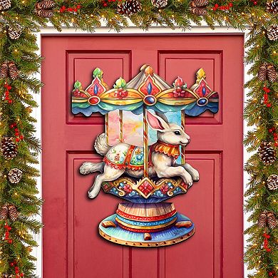 Carousel Bunny Holiday Door Decor by G. Debrekht