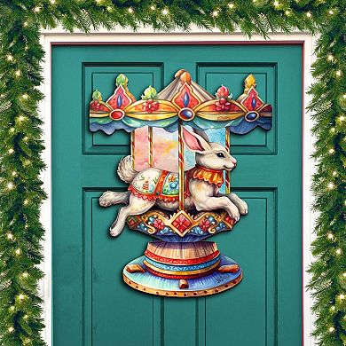 Carousel Bunny Holiday Door Decor by G. Debrekht