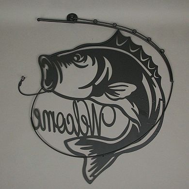 19 Inch Laser Cut Metal Bass Welcome Sign Home Decor Vintage Wall Hanging Art